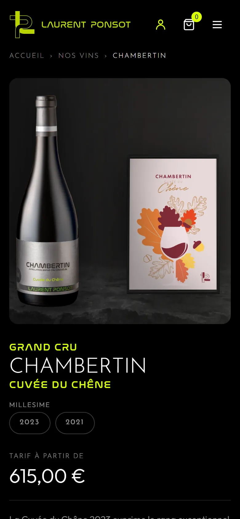 Fiche produit sur mobile