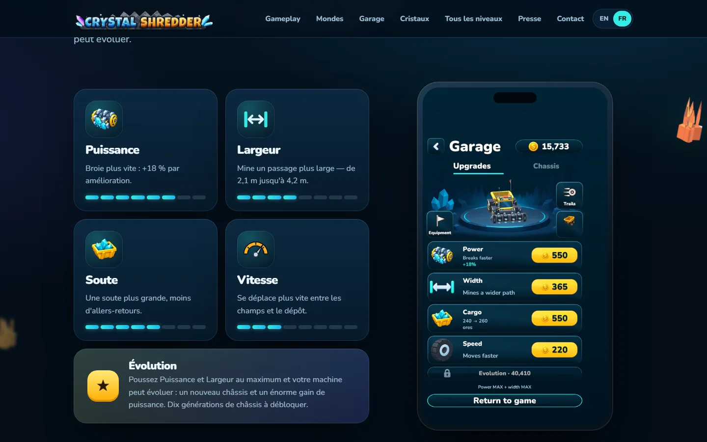 Le site : les améliorations du garage