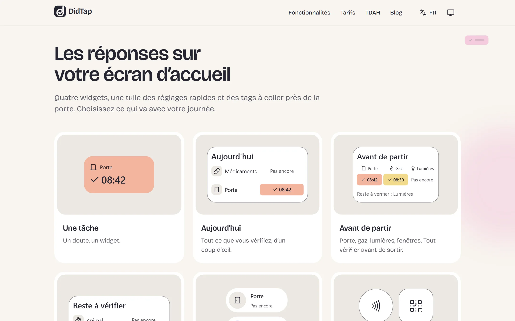 Le site : les widgets et les raccourcis