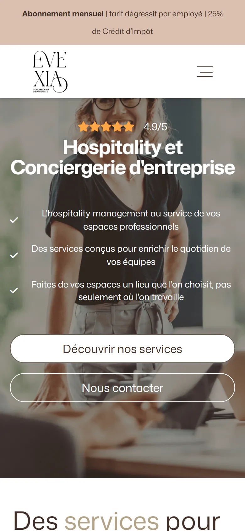 Accueil sur mobile