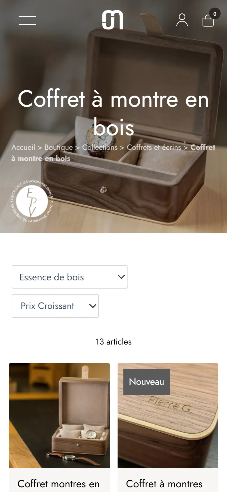 Catégorie sur mobile