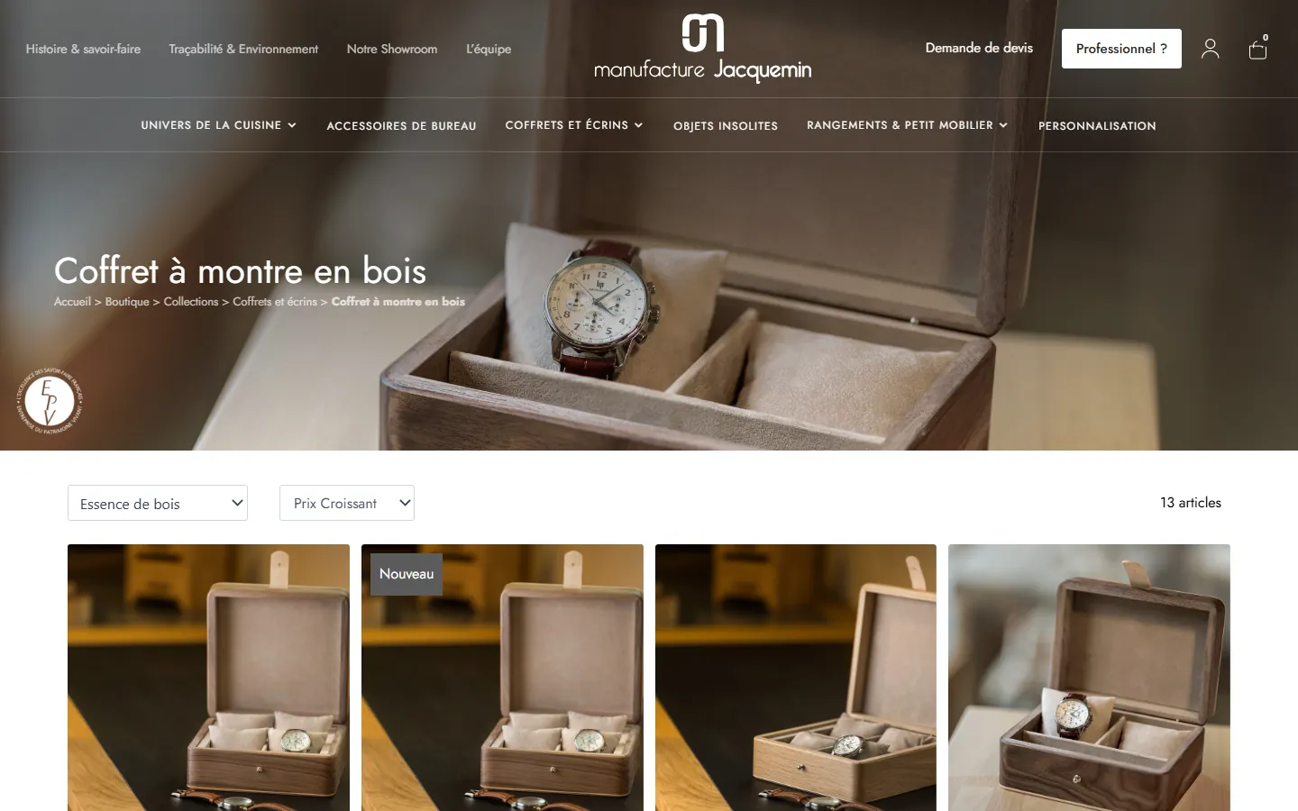 Une catégorie : les coffrets à montres