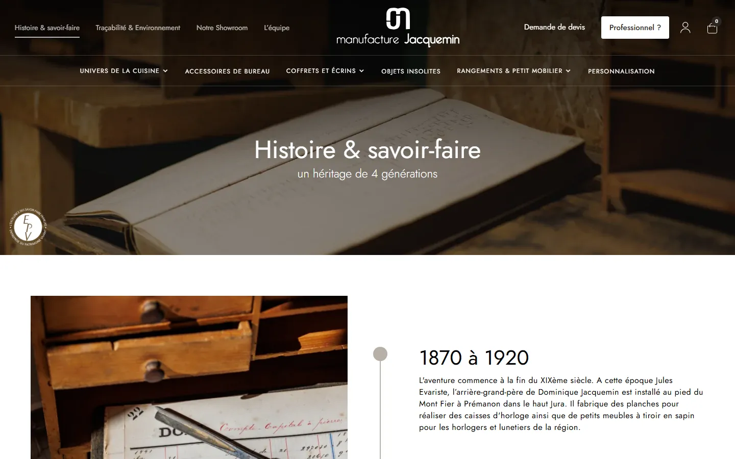Page « Histoire et savoir-faire »