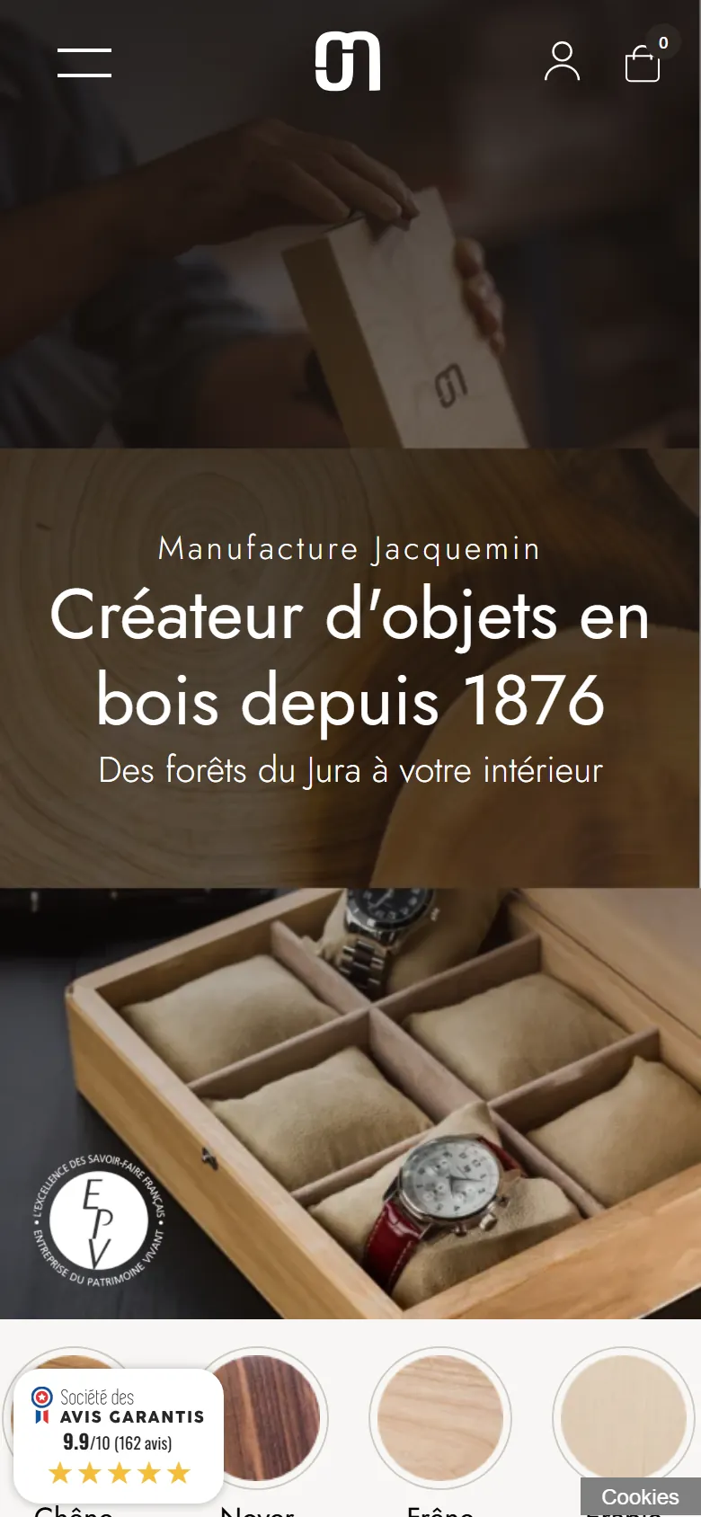 Accueil sur mobile