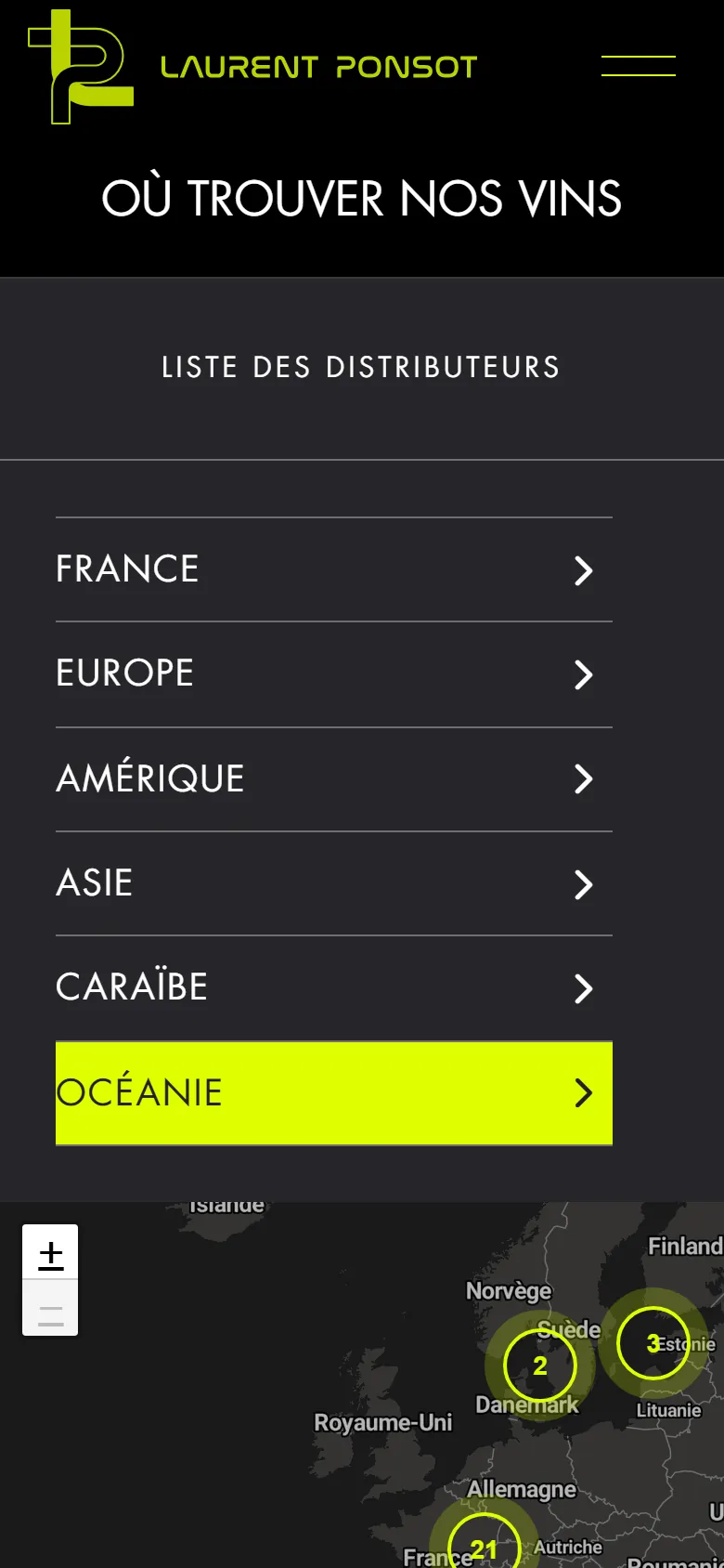 Liste des importateurs sur mobile
